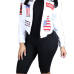Stylish Mandarin Collar Long Sleeves Collage Design White Cotton Coat Stylish Mandarin Collar Long Sleeves Collage Design White Cotton Coat