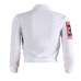 Stylish Mandarin Collar Long Sleeves Collage Design White Cotton Coat Stylish Mandarin Collar Long Sleeves Collage Design White Cotton Coat