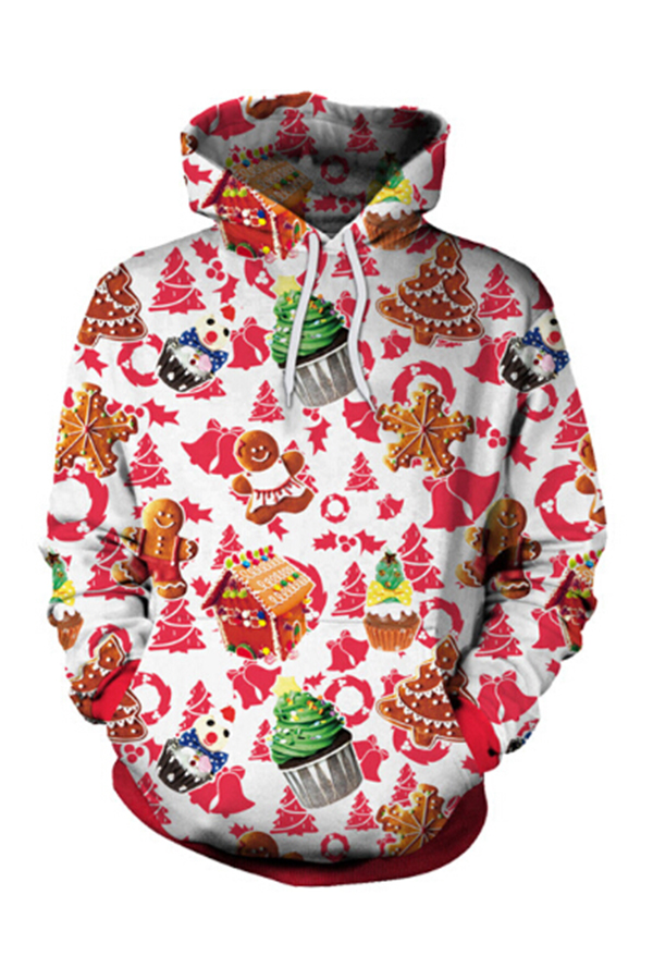  Euramerican Hooded Collar Christmas Printed Polyester Hoodies(Non Positioning Printing)