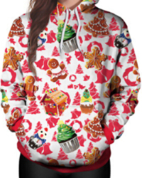 Euramerican Hooded Collar Christmas Printed Polyester Hoodies(Non Positioning Printing) Euramerican Hooded Collar Christmas Printed Polyester Hoodies(Non Positioning Printing)