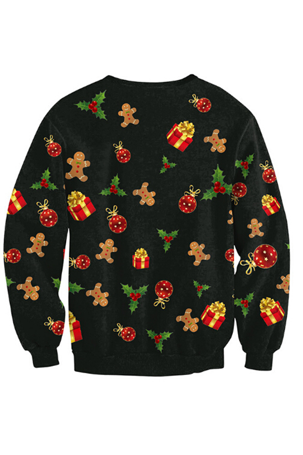  Euramerican Round Neck Christmas Printed Polyester Hoodies(Non Positioning Printing)