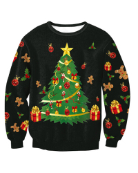  Euramerican Round Neck Christmas Printed Polyester Hoodies(Non Positioning Printing)