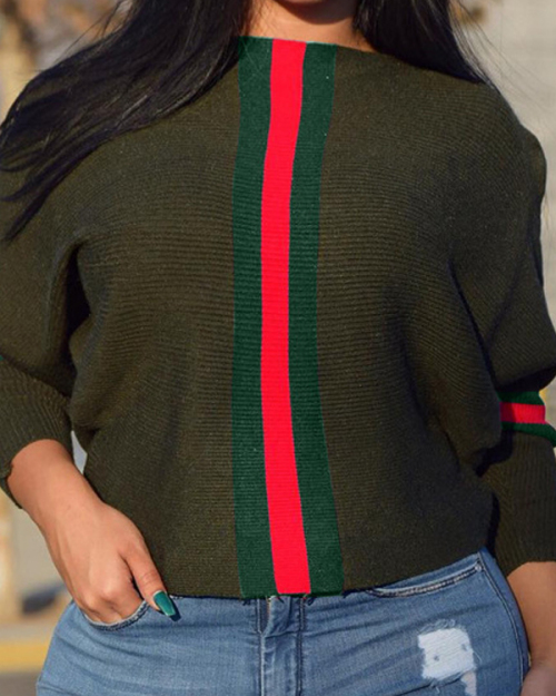 Euramerican Round Neck Striped Patchwork Green Polyester Hoodies Euramerican Round Neck Striped Patchwork Green Polyester Hoodies