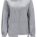 Fashionable Hooded Collar Hollow-out Grey Cotton Hoodies Fashionable Hooded Collar Hollow-out Grey Cotton Hoodies