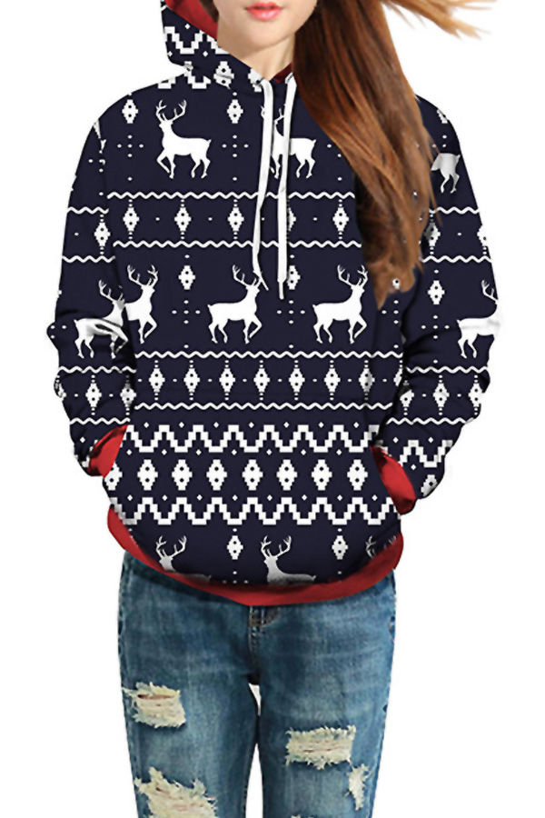  Leisure Long Sleeves Printed Polyester Hoodies