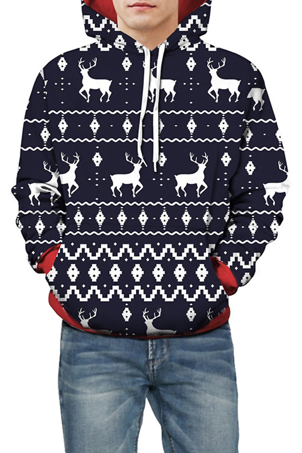  Leisure Long Sleeves Printed Polyester Hoodies