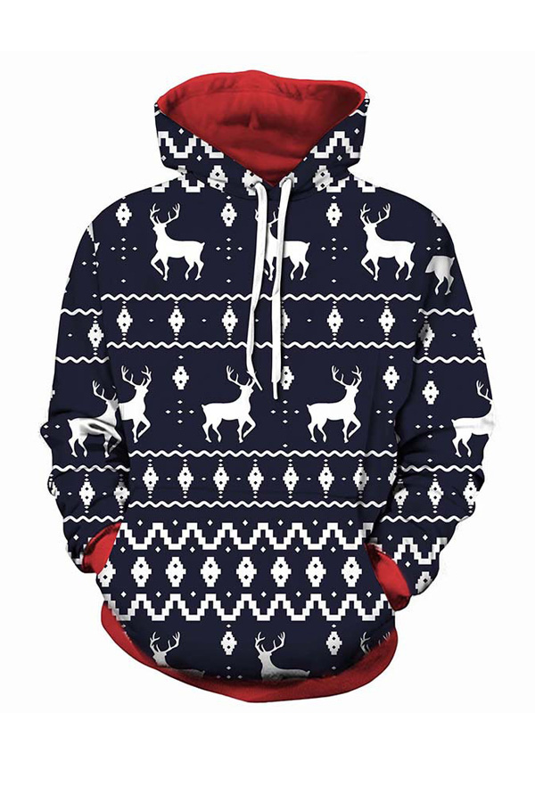  Leisure Long Sleeves Printed Polyester Hoodies