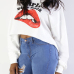 Leisure Long Sleeves Printed White Cotton Pullovers Leisure Long Sleeves Printed White Cotton Pullovers