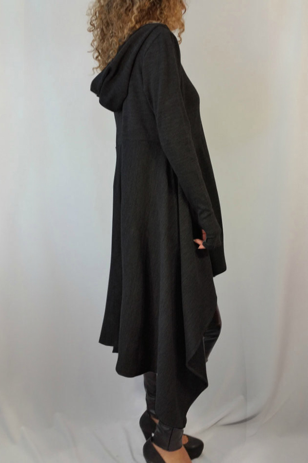  Leisure Round Neck Long Sleeves Black Cotton Blends Pullovers