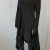  Leisure Round Neck Long Sleeves Black Cotton Blends Pullovers
