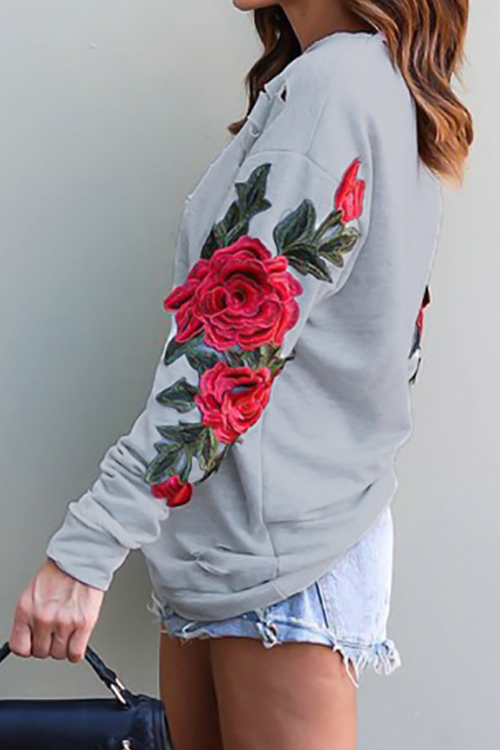  Watching Me Fall One Shoulder Roses Hoodie