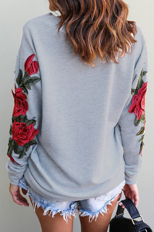  Watching Me Fall One Shoulder Roses Hoodie