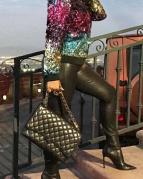 Euramerican Round Neck Sequined Decorative Polyester Hoodies Euramerican Round Neck Sequined Decorative Polyester Hoodies