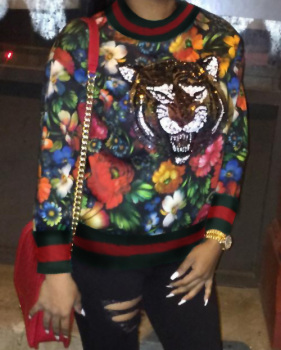 Leisure Round Neck Floral Printed Polyester Pullovers