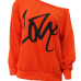 Leisure Round Neck Long Sleeves Letters Printing Orange Cotton Pullover Leisure Round Neck Long Sleeves Letters Printing Orange Cotton Pullover