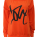 Leisure Round Neck Long Sleeves Letters Printing Orange Cotton Pullover Leisure Round Neck Long Sleeves Letters Printing Orange Cotton Pullover