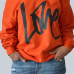 Leisure Round Neck Long Sleeves Letters Printing Orange Cotton Pullover Leisure Round Neck Long Sleeves Letters Printing Orange Cotton Pullover