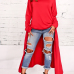 Leisure Round Neck Long Sleeves Red Cotton Blends Pullovers Leisure Round Neck Long Sleeves Red Cotton Blends Pullovers