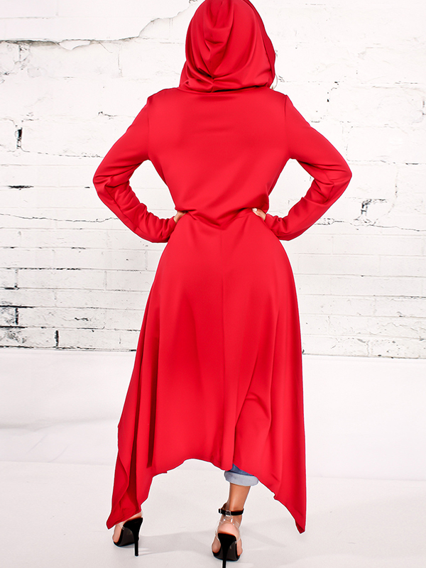 Leisure Round Neck Long Sleeves Red Cotton Blends Pullovers 