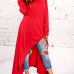 Leisure Round Neck Long Sleeves Red Cotton Blends Pullovers Leisure Round Neck Long Sleeves Red Cotton Blends Pullovers