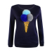 Likable Round Neck Long Sleeves Cone Printed Blue Cotton Hoodies