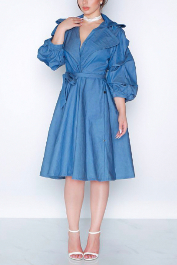 Polyester Turndown Collar Long Sleeve  Long Trench Coats