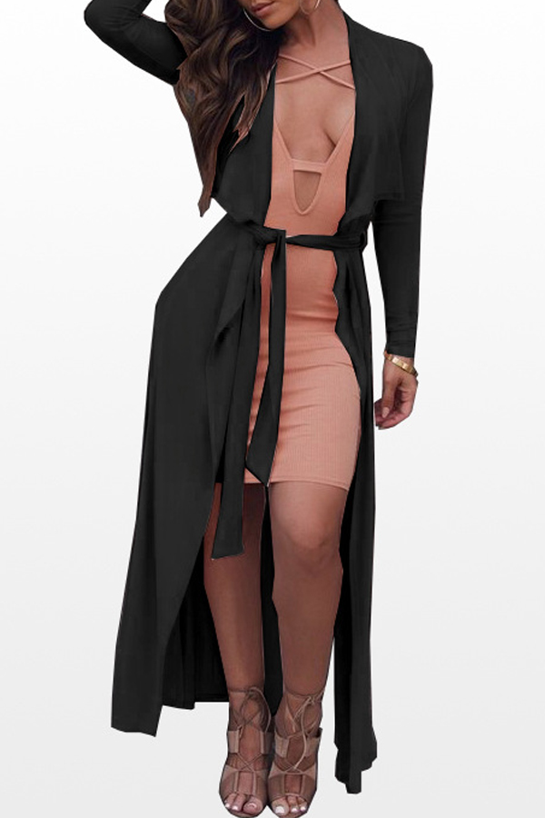  Polyester V Neck Long Sleeve single breasted X Long Trench Coats