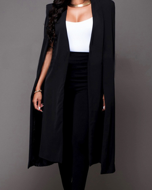 Euramerican Cloak Design Black Healthy Fabric Long Trench Coats Euramerican Cloak Design Black Healthy Fabric Long Trench Coats