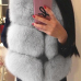 Euramerican V Neck Fur Design Grey Waistcoats Euramerican V Neck Fur Design Grey Waistcoats