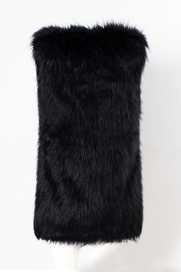  Faux Fur V Neck single breasted Regular Vests&Waistcoats