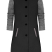  Stylish Turndown Collar Patchwork Black+Grey Polyester Coat