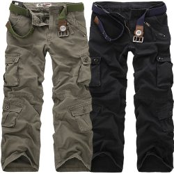 2019 High Quality Men's Cargo Pants Casual Loose Multi Pocket Military Pants Long Trousers for Men Camo Joggers Plus Size 28-40