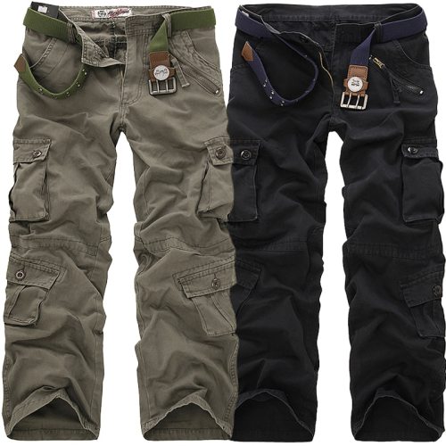 2019 High Quality Men's Cargo Pants Casual Loose Multi Pocket Military Pants Long Trousers for Men Camo Joggers Plus Size 28-40