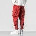 2019 Men Multi-pocket Elastic Waist Design Harem Pant Street Punk Hip Hop Red Casual Trousers Joggers Male Army Cargo Pants 5XL