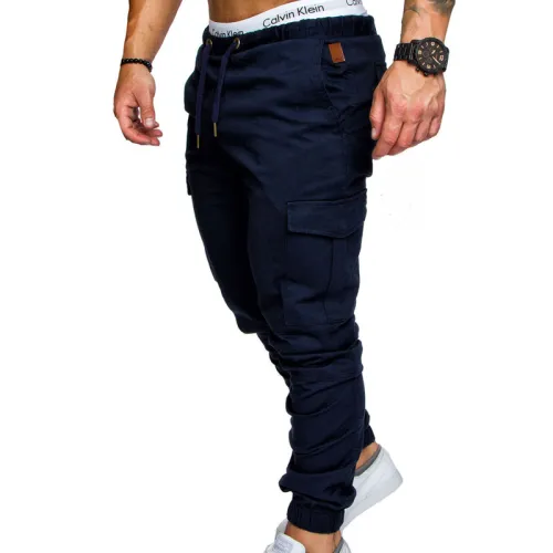 Brand Male New Fashion 2018 Slim Solid Color Pocket Decoration Men Casual Pants Man Trousers Designer Mens Joggers