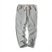 Cotton Linen Joggers Black Men's Harem Pants Solid Fitness Casual Ankle-Length Mens Trousers Summer Streetwear Clothes Male