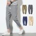 Cotton Linen Joggers Black Men's Harem Pants Solid Fitness Casual Ankle-Length Mens Trousers Summer Streetwear Clothes Male