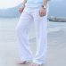 Faroonee New High quality Men's Summer Casual Pants Natural Cotton Linen Trousers White Linen Elastic Waist Straight Man's Pants