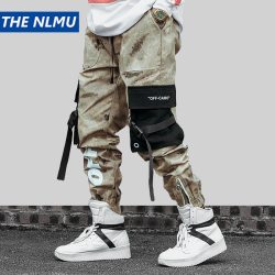 Hip Hip Streetwear Men's Camouflage Joggers Pants 2019 Men Ribbons Cotton Cargo Pant Trousers Elastic Waist Harem Pant Men WJ216