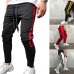 Hot Men's Sweatpants Side Stripe Hip  Track Pants Street Wear Skinny  Sweatpants Elastic Waist Male Casual Trousers 3XL