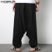 INCERUN Plus Size 5XL Men's Pants Harem Hiphop Loose Wide Pant Cotton Big Drop Crotch Joggers Dance Trousers Male Clothing