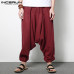 INCERUN Plus Size 5XL Men's Pants Harem Hiphop Loose Wide Pant Cotton Big Drop Crotch Joggers Dance Trousers Male Clothing