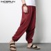 INCERUN Plus Size 5XL Men's Pants Harem Hiphop Loose Wide Pant Cotton Big Drop Crotch Joggers Dance Trousers Male Clothing