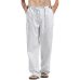 Litthing Mens Nature Cotton Linen Trousers Summer Pants 2XL Casual Male Solid Elastic Waist Straight Loose Pants Plus Size