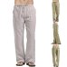 Litthing Mens Nature Cotton Linen Trousers Summer Pants 2XL Casual Male Solid Elastic Waist Straight Loose Pants Plus Size