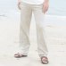 Litthing New Top quality Men's Summer Casual Pants Natural Cotton Linen Trousers White Linen Elastic Waist Straight Men's Pant