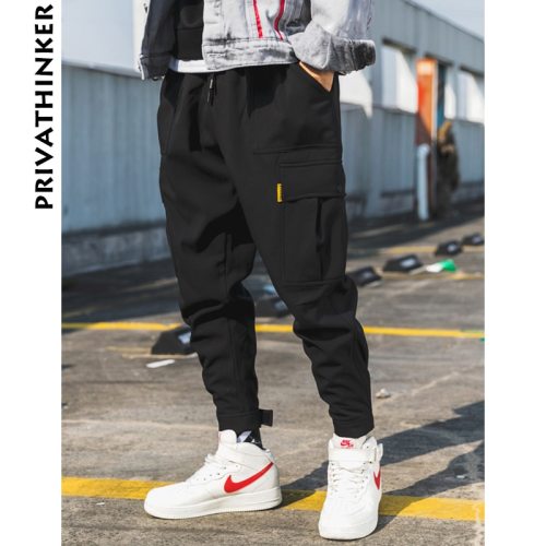 Privathinker Men Black Joggers Pants Summer 2018 Mens Big Pockets Ankel Cargo Pants Male Spring Streetwear Overalls Sweatpants