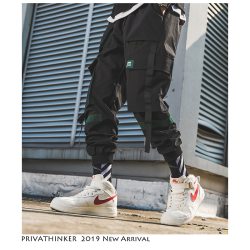 Privathinker Men Hip Hop Belt Cargo Pants 2019 Man Patchwork Overalls Japanese Streetwear Joggers Pants Men Designer Harem Pants