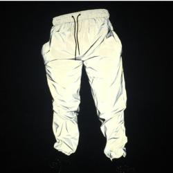 Reflective hip hop pants men joggers sweatpants men's streetwear night light shiny blink long pants for couples