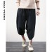 Sinicism Store Cotton Linen Mens Harem Pants Summer Male Casual Calf-Length Pants 2019 Solid Big Pocket Baggy Pants Trousers